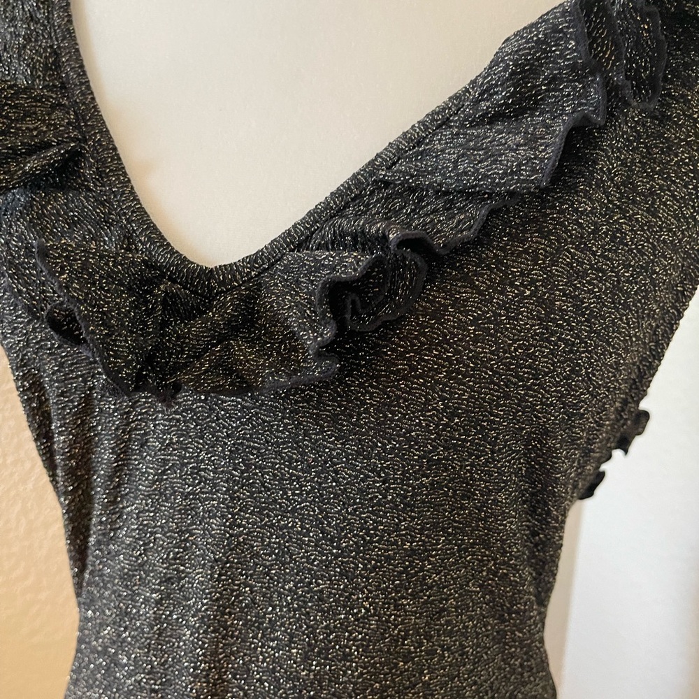 Sezane Shimmering Black Ruffle One Piece - Picture 3 of 9